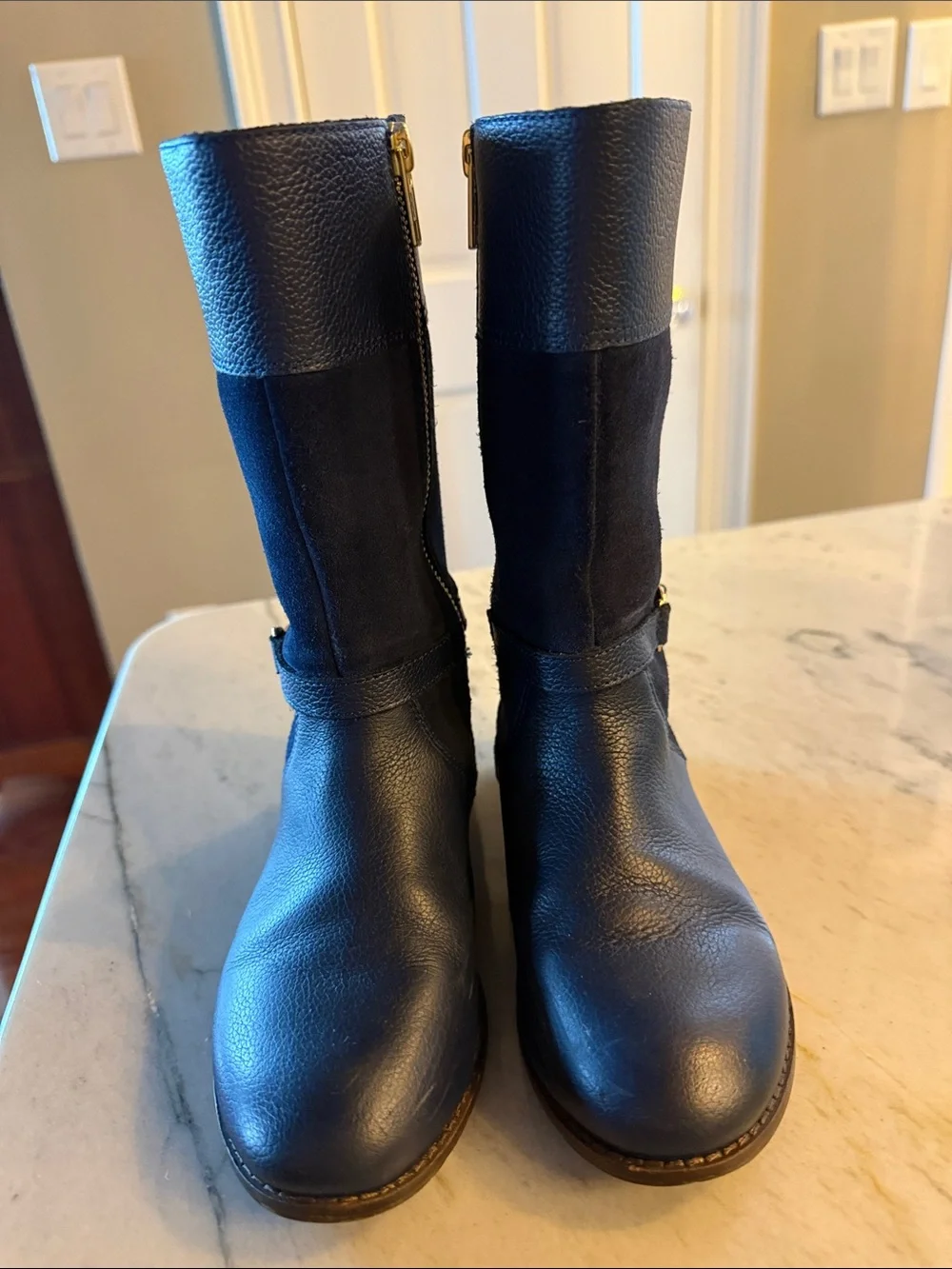 Janie and Jack girls Navy Leather & Suede Riding Boots size 1